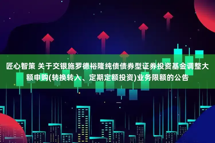 匠心智策 关于交银施罗德裕隆纯债债券型证券投资基金调整大额申购(转换转入、定期定额投资)业务限额的公告
